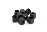 Siyah Kare Boncuklar, 6 Oksitlenmiş Pirinç Siyah Kare Küp Boncuk (8 mm) A0686 S505
