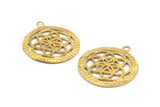 Brass Textured Pendant - 2 Raw Brass Textured Pendants (34mm) N0264