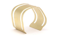 Brass Bracelet Blank - 2 Raw Brass Wawe Flat Stamping Bracelet Blanks (40x152x0.80mm) V061