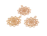 Rose Gold Textured Pendant - 2 Rose Gold Plated Brass Textured Pendants With Hearts (36x30x1.3mm) N0253 Q0119