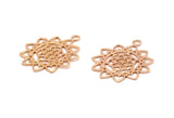 Rose Gold Textured Pendant - 2 Rose Gold Plated Brass Textured Pendants With Hearts (36x30x1.3mm) N0253 Q0119