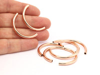 Rose Gold Noodle Tubes - 5 Rose Gold Plated Brass Semi Circle Curved Tube Beads (3x35mm) D0263 q0031