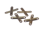 X Geometric Connector, 15 Antique Brass X shape with 4 Holes Connectors, Charms, Geometric Findings  (23x16mm)  K146