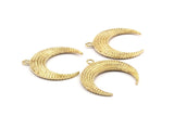 Brass Moon Charm, Raw Brass Textured Horn Charms, Pendant, Jewelry Finding (36x10.55x3.65mm)  N0206