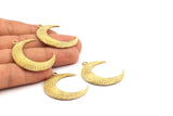 Brass Moon Charm, Raw Brass Textured Horn Charms, Pendant, Jewelry Finding (36x10.55x3.75mm) N0205