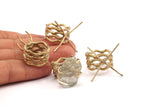Claw Ring Blank - Raw Brass 4 Claw Ring Blanks for Natural Stones N0096