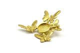 Brass Butterfly Pendant, Raw Brass Butterflies With 8mm Stone Setting (28x29mm) N0375