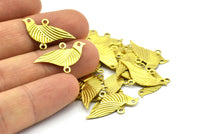 Brass Bird Connector, 25 Raw Brass Bird Connectors With 2 Holes (22x13mm) Brs 1047 A0381