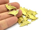 Brass Bird Connector, 25 Raw Brass Bird Connectors With 2 Holes (22x13mm) Brs 1047 A0381