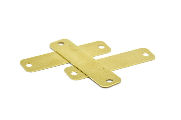 Büyük Dikdörtgen Bağlantı Parçası, 2 Delikli 50 Ham Pirinç Dikdörtgen Damgalama Boş Geometrik Bulgular (40x10mm) Brs 715 A0340