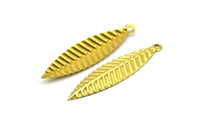 Leaf Earring Finding, 100 Raw Brass Leaf Charms, Pendant, Findings (35x8mm) Brs 409 A0170