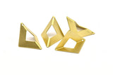 Brass Origami Charms, 6 Raw Brass Geometric Triangle Earring Charms (27mm) U005