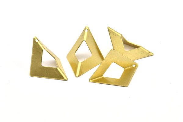 Brass Origami Charms, 6 Raw Brass Geometric Triangle Earring Charms (27mm) U005