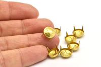 Brass Star Finding, 50 Raw Brass Round And Star Studs,findings (9mm) Brs 998  A0457