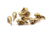 Tiny Bird Skull, Raw Brass Bird Skull Pendants, (24x11.5x9.5mm) N0489