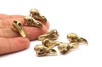 Tiny Bird Skull, Raw Brass Bird Skull Pendants, (24x11.5x9.5mm) N0489