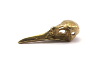 Bird Skull Charm, Raw Brass Bird Skull Necklace Pendants, (32x11x10mm) N0492