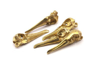 Bird Skull Charm, Raw Brass Bird Skull Necklace Pendants with 1 Loop (34x10x9mm) N0487