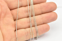 Silver Brass Chain, Silver Tone Brass Soldered Faceted Chain (2x1.2mm) 3m-5m-10m-20m-50m-90m Mb 7-2 Z033