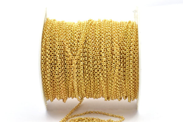 Raw Brass Rolo Chain, Soldered Brass Rolo Belcher Chain (2.5mm) RB 8-18-Y
