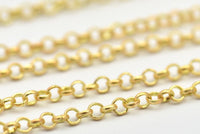Raw Brass Rolo Chain, Soldered Brass Rolo Belcher Chain (2.5mm) RB 8-18-Y