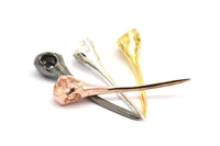 Bird Skull Charm , 925 Silver, Rose Gold Plated, Gold Plated, Black Plated Bird Skull Pendants (52x10mm) N0494