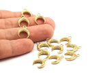 Brass Moon Charm, Raw Brass Textured Horn Charms, Pendant, Jewelry Finding (12x4x4mm) N0306