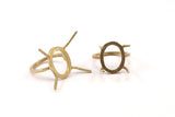 Claw Ring Blank, Raw Brass Oval Ring Settings With 4 Claws, Ring Blanks N0106-16