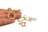 Claw Ring Blank, Raw Brass Ring Settings with 4 Claws, Ring Blanks N0105-16.5