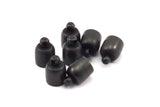 Black Leather Cord End, 50 Oxidized Brass Black Barrel End With Loop - Leather Cord Ends  (6.8x10) BS 1662 S500