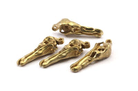 Bird Skull Charm, Raw Brass Bird Skull Necklace Pendants with 1 Loop (30x10x8mm) N0483