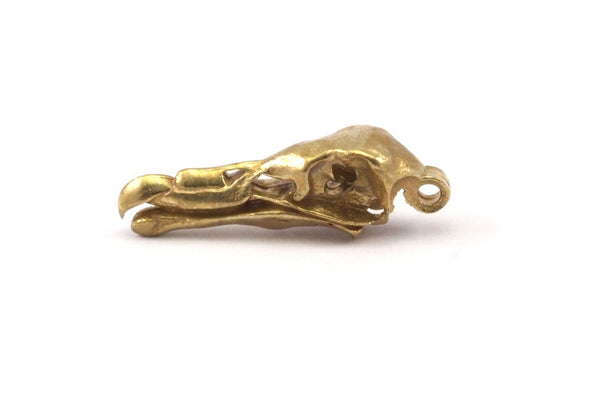Bird Skull Charm, Raw Brass Bird Skull Necklace Pendants with 1 Loop (30x10x8mm) N0483