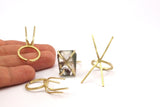 Claw Ring Settings - Raw Brass  4 Claw Ring Blanks for Natural Stones N0118