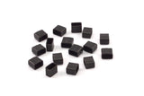 Black Tube Beads, 50 Oxidized Rectangle Brass Tube (4x5x3mm) A0752 S485