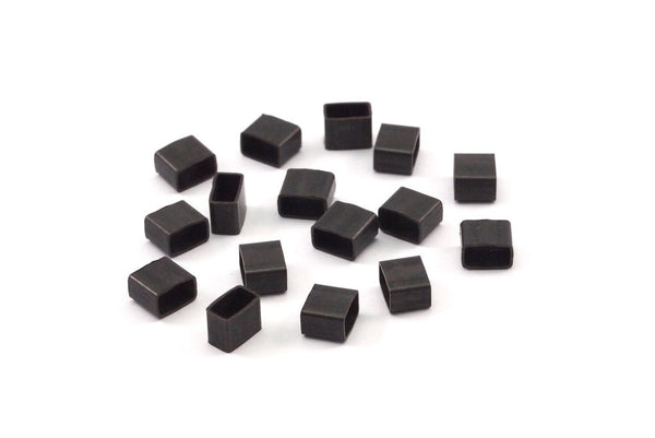 Black Tube Beads, 50 Oxidized Rectangle Brass Tube (4x5x3mm) A0752 S485