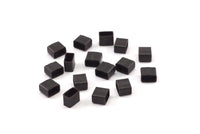 Black Tube Beads, 50 Oxidized Rectangle Brass Tube (4x5x3mm) A0752 S485
