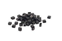 Black Tube Beads, 50 Oxidized Rectangle Brass Tube (4x5x3mm) A0752 S485