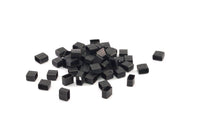 Black Tube Beads, 50 Oxidized Rectangle Brass Tube (4x5x3mm) A0752 S485