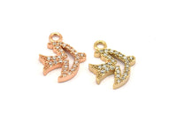 CZ Pave Swallow Pendants, Cubic Zirconia Pave Bird Charms (17x14mm) cz2