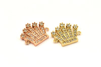 CZ Pave Tiara Pendants, Cubic Zirconia Tiara Pave Charms (16x13mm) cz7