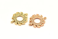 CZ Pave Wheel Pendants, Cubic Zirconia Rose Gold-Gold Wheel Pave Charms (15mm) cz9
