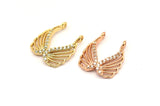 CZ Pave Wing Pendant, Cubic Zirconia Rose Gold-Gold Wing Pave Charm (19x16mm) cz4