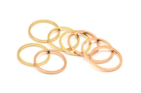 Gold / Rose Gold Connector, 12 Rose Gold - Gold Plated Brass Circle Connectors, Rings (16x1x1mm) BS 1098 Q0017