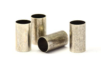 Silver Tube Beads, 6 Antique Silver Plated Brass Tubes (10x18mm) Bs 1555
