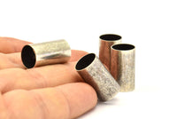 Silver Tube Beads, 6 Antique Silver Plated Brass Tubes (10x18mm) Bs 1555