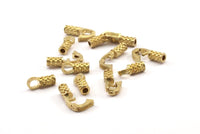 Leather Hook Caps, Raw Brass Leather Cord Ends for 2mm Leather Cords, Hook Ends (15x12x4mm) N0307