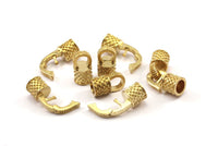Leather Hook Caps, Raw Brass Leather Cord Ends, Hook Ends for 5mm Leather Cord (17x14x8mm) N0311