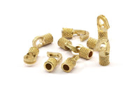 Leather Hook Caps, Raw Brass Leather Cord Ends for 4mm Leather Cords, Hook Ends (18x14x6.5mm) N0309