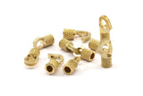 Leather Hook Caps, Raw Brass Leather Cord Ends for 4mm Leather Cords, Hook Ends (18x14x6.5mm) N0309