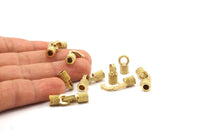 Leather Hook Caps, Raw Brass Leather Cord Ends for 4mm Leather Cords, Hook Ends (18x14x6.5mm) N0309